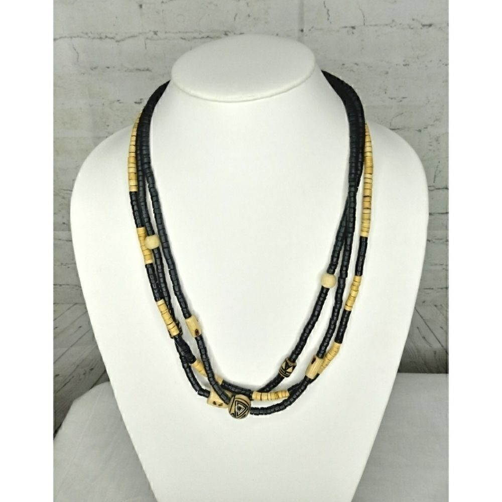 Tribal Themed Wooden Bead Necklace
